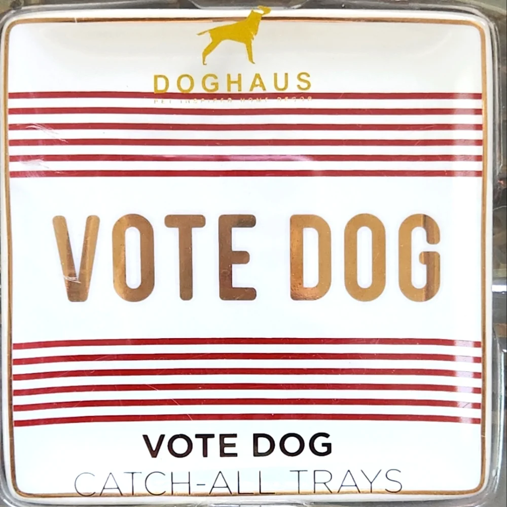 DOGHAUS Vote Dog Set of 3 Catch-All Trays Trinket Jewelry Keys Red White Blue